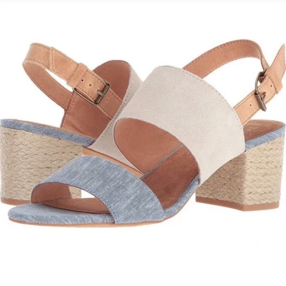 NWOT - TOMS | Poppy Chambray Block Heel Sandal | Birch & Blue | Size 9 - Picture 13 of 14
